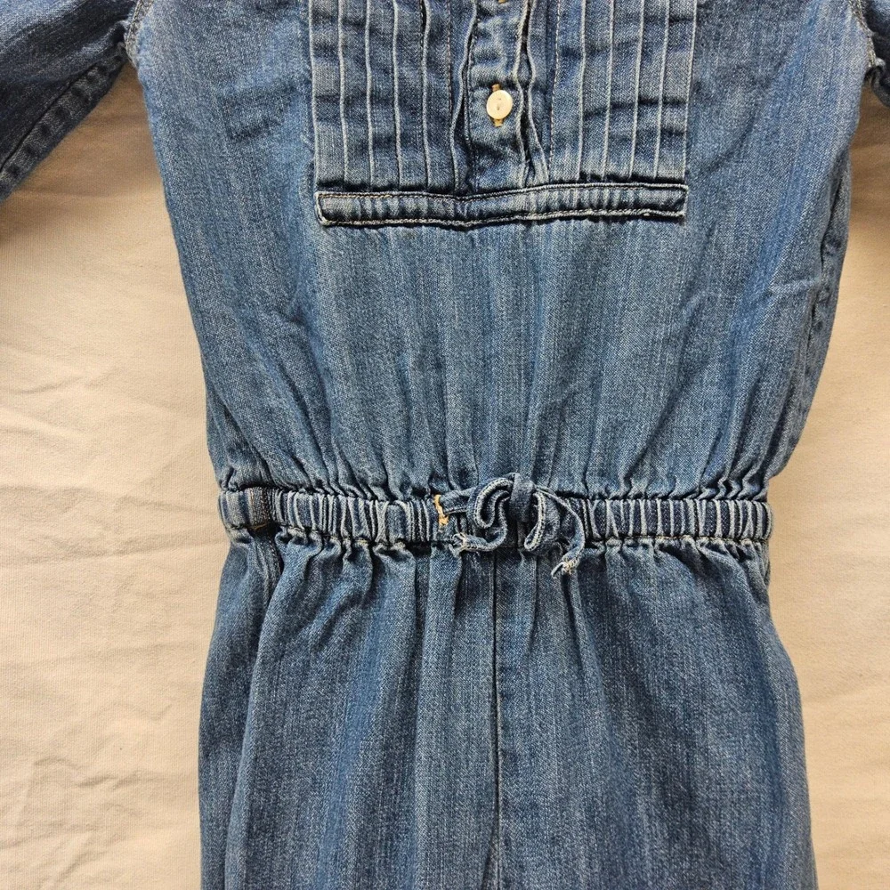 Ralph Lauren Denim Jumpsuit Kids 5 Blue Long Sleeve Pintuck Utility Romper